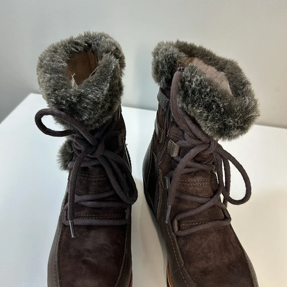 Earth‎ Waterproof Zurich Basel Brown Leather And Faux Fur Boots Size 8